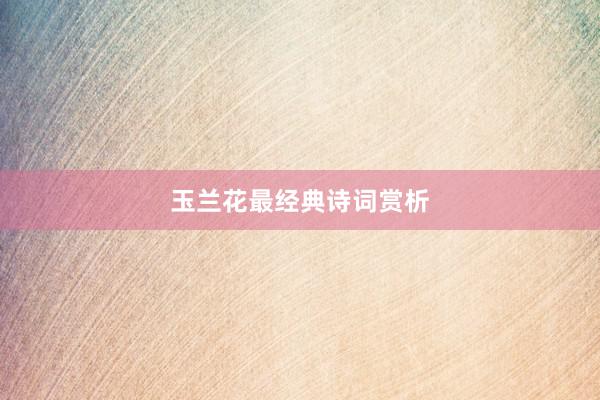 玉兰花最经典诗词赏析