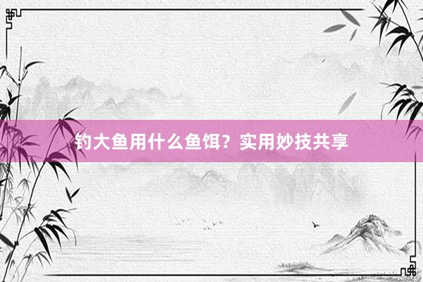 钓大鱼用什么鱼饵？实用妙技共享